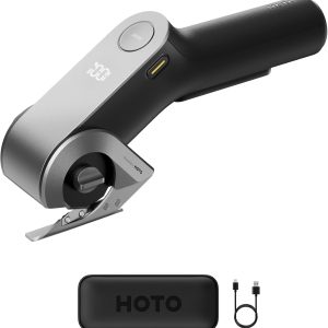 HOTO EdgeFlow Electric Cardboard Cutter, Premium USB-C Rechargeable Cordless Electric Scissors, Titanium Blade & LED Display, Tool-Free Blade Swap & Self-Sharpening, for Cardboard Box, Carpet, Leather